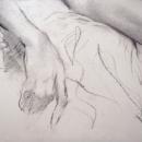 Vintage Art Fried Pal / Pal Friend Reclining Nude Woman in Charcoal and Graphite