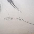 Vintage Art Fried Pal / Pal Friend Reclining Nude Woman in Charcoal and Graphite