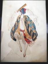 RARE Leon Baskt Diaghlev's Scheherezade Ballet Russes Watercolor Gouache Painting dated 1910