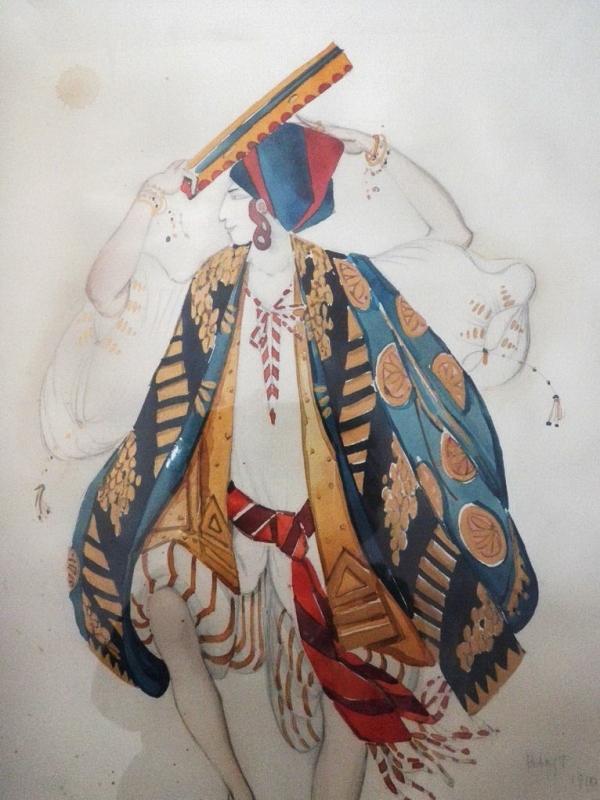 RARE Leon Baskt Diaghlev's Scheherezade Ballet Russes Watercolor Gouache Painting dated 1910