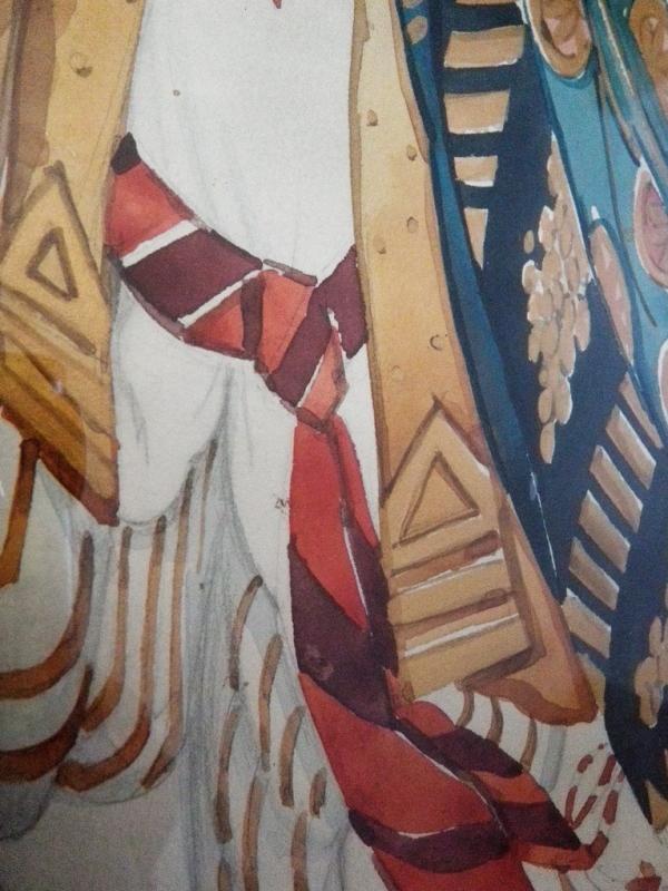 RARE Leon Baskt Diaghlev's Scheherezade Ballet Russes Watercolor Gouache Painting dated 1910