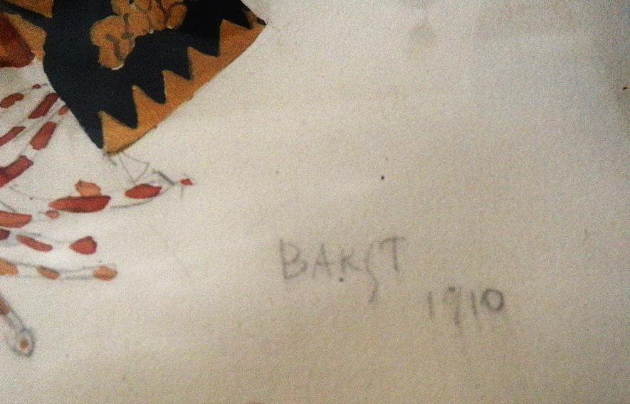 RARE Leon Baskt Diaghlev's Scheherezade Ballet Russes Watercolor Gouache Painting dated 1910