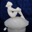 Art Deco Lamp Nude Woman Sitting on Seashell Marble Sculpture c. 1920'sLighting Home Decor