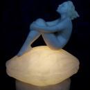 Art Deco Lamp Nude Woman Sitting on Seashell Marble Sculpture c. 1920'sLighting Home Decor
