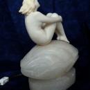 Art Deco Lamp Nude Woman Sitting on Seashell Marble Sculpture c. 1920'sLighting Home Decor
