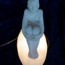 Art Deco Lamp Nude Woman Sitting on Seashell Marble Sculpture c. 1920'sLighting Home Decor