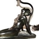 Art Deco Reclining Nude Flapper Woman Table Lamp c. 1926 Signed Electrolite Products Home Decor Lighting