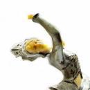 Art Deco Dancer Lamp on Alabster Dome RARE Polychrome Paint, Bone, Celluloid Face, Hands and Belly