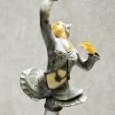 Art Deco Dancer Lamp on Alabster Dome RARE Polychrome Paint, Bone, Celluloid Face, Hands and Belly