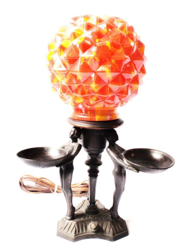 Art Deco Three Nude Women Table Lamp with Bonbon, Trinket Trays c. 1920's