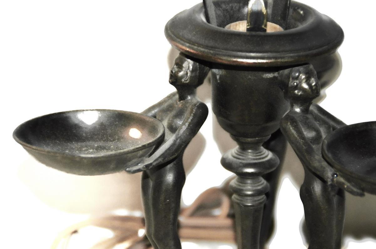 Art Deco Three Nude Women Table Lamp with Bonbon, Trinket Trays c. 1920's