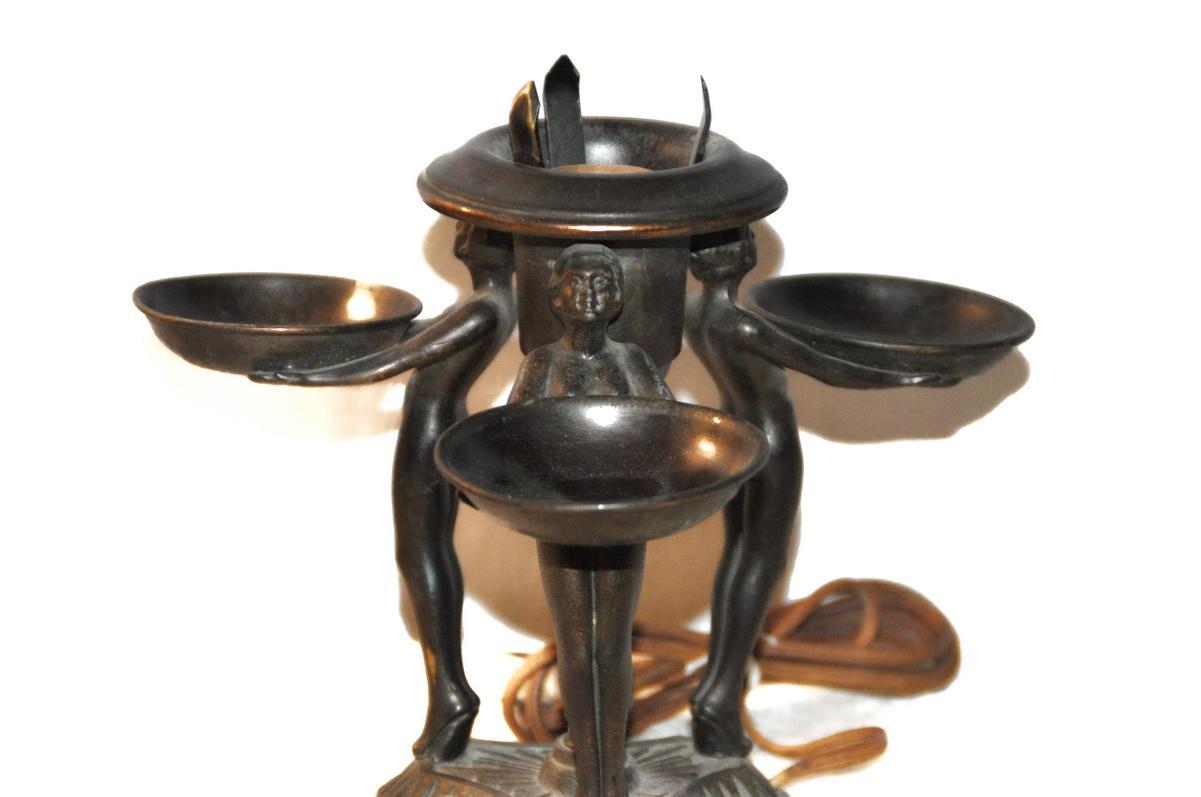 Art Deco Three Nude Women Table Lamp with Bonbon, Trinket Trays c. 1920's