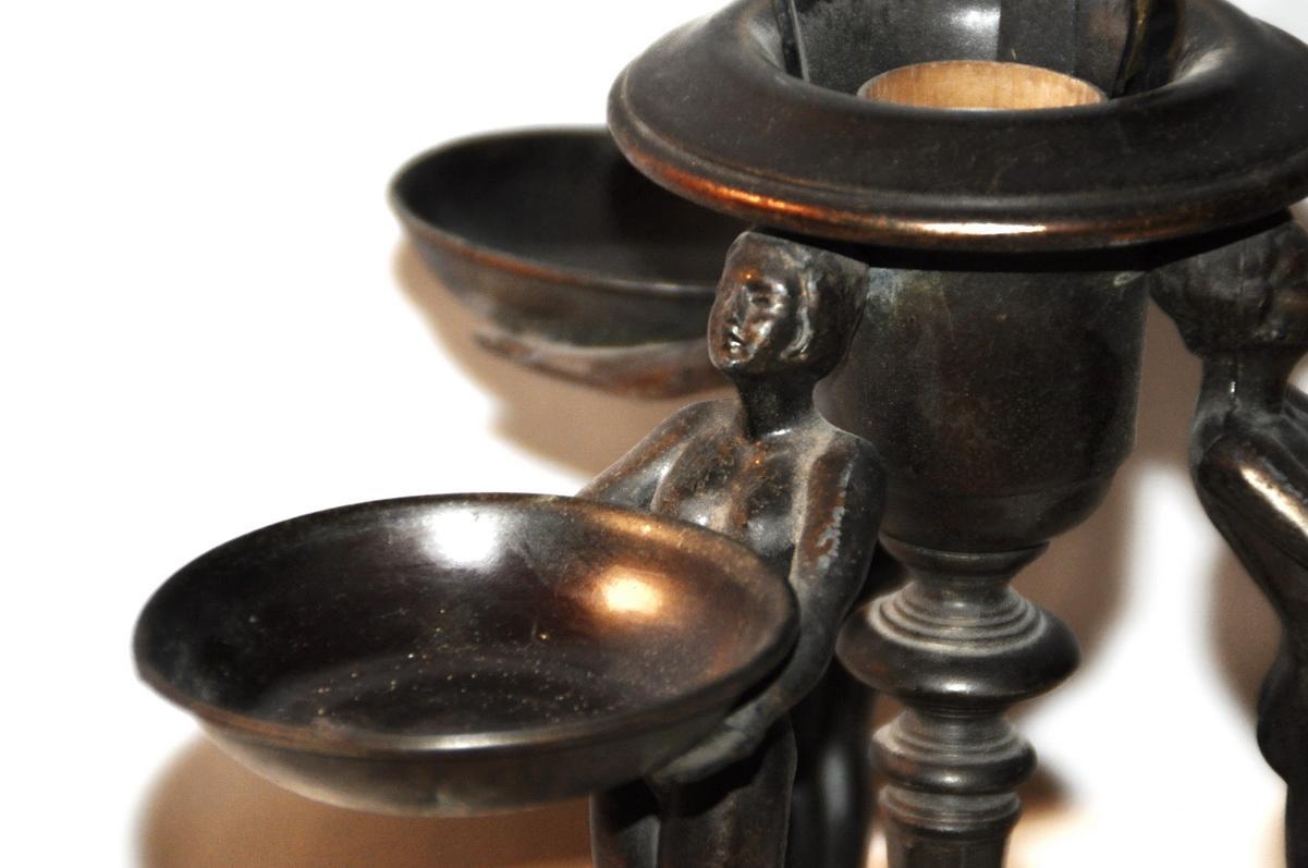Art Deco Three Nude Women Table Lamp with Bonbon, Trinket Trays c. 1920's