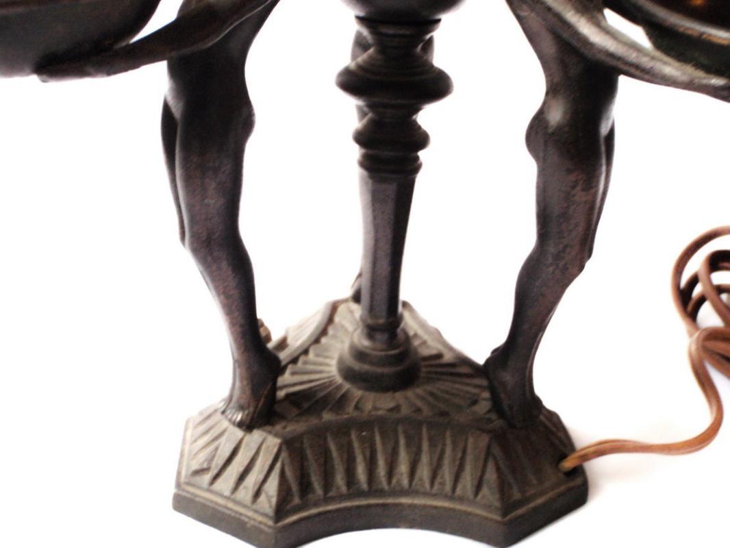 Art Deco Three Nude Women Table Lamp with Bonbon, Trinket Trays c. 1920's