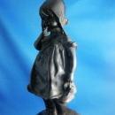 Vintage Bronze Sculpture by Juan Clara Little Girl Standing on a Stool 12 Inches Signed Home Decor