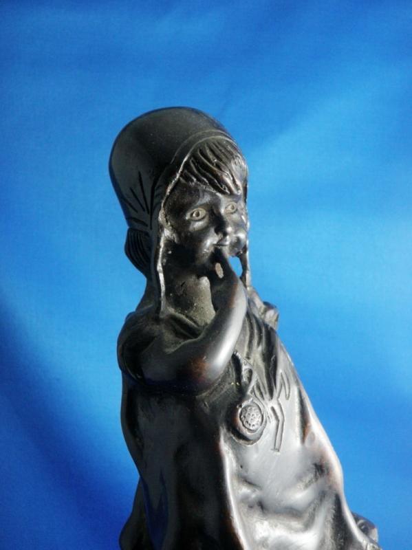 Vintage Bronze Sculpture by Juan Clara Little Girl Standing on a Stool 12 Inches Signed Home Decor