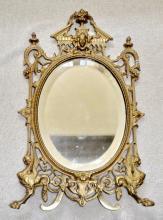 French Bronze Dore Mirror Frame Naploeon III Griffin's & Lady Head Easel Back Picture Frame