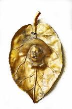 19th Century Black Ameriana Smoking Johnny Griffin Tobacco Leaf Bronze Wall Plaque