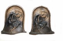 Art Deco Lady 'Hope' Bronzed Bookends by K & O George Frederic Watts Allegorical Painting