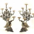 Pair (2) 19th Century Church Candelabra Candle Holders Phoenix, Griffin Crosses VERY RARE