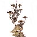 Pair (2) 19th Century Church Candelabra Candle Holders Phoenix, Griffin Crosses VERY RARE