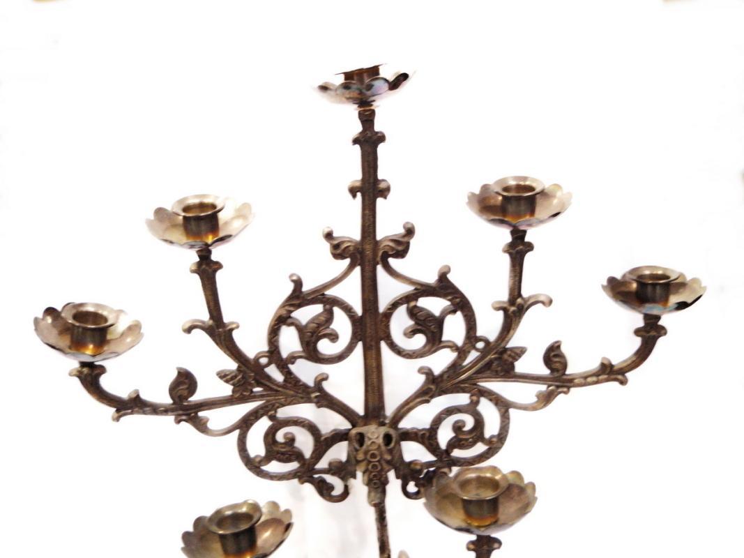 Pair (2) 19th Century Church Candelabra Candle Holders Phoenix, Griffin Crosses VERY RARE