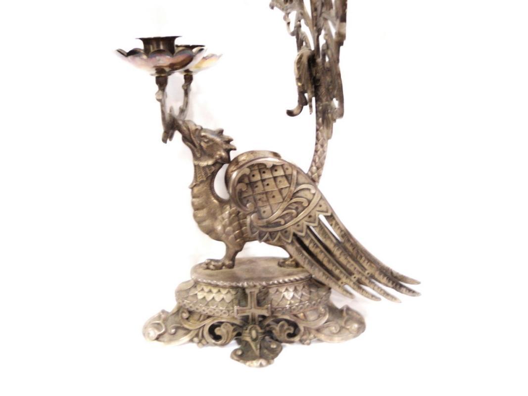Pair (2) 19th Century Church Candelabra Candle Holders Phoenix, Griffin Crosses VERY RARE