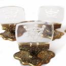 6 Art Deco Dancing Flappers Czech Intaglio Reverse Cameo Crystal Place Card Holders