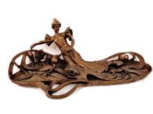 Art Nouveau Solid Bronze Woman Reading in Garden Sculpture Home Decor Display