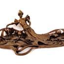 Art Nouveau Solid Bronze Woman Reading in Garden Sculpture Home Decor Display