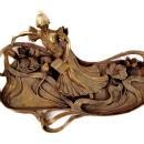 Art Nouveau Solid Bronze Woman Reading in Garden Sculpture Home Decor Display