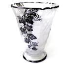 1900 - 1920 Val St. Lambert Belgian Crystal Vase with Silver Overlay and Opaque Glass