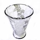 1900 - 1920 Val St. Lambert Belgian Crystal Vase with Silver Overlay and Opaque Glass
