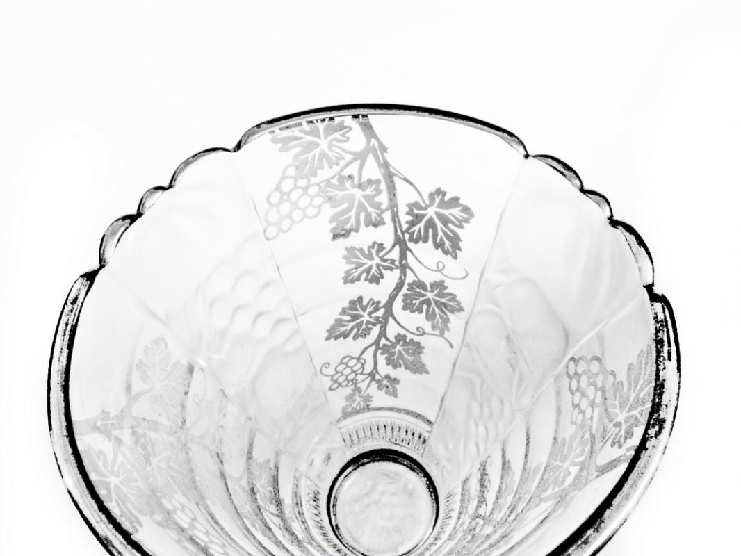 1900 - 1920 Val St. Lambert Belgian Crystal Vase with Silver Overlay and Opaque Glass