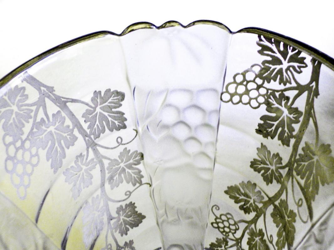 1900 - 1920 Val St. Lambert Belgian Crystal Vase with Silver Overlay and Opaque Glass