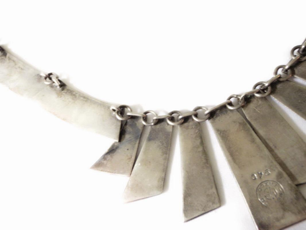 1940s Vintage Taxco Mexico 940 Sterling Silver Necklace Sg'd MS