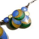 Vintage Necklace Guilloche Multi Coloured Intricately Detailed Enamel Art DecoHarlequin Bubble