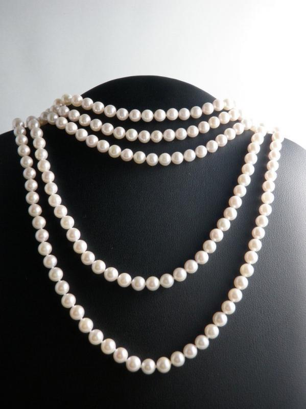 Necklace 5 Strand Soft Akoya Salt Water Cultured Pearl Necklace with Sterling Silver Heart Clasp