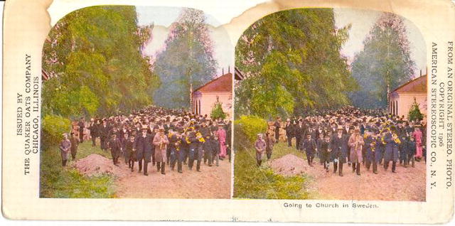 Stereoview Card - Going to Church in Sweden