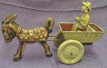 Old! Vintage MARX Bulky Mule w/ Rider Tin Litho Toy