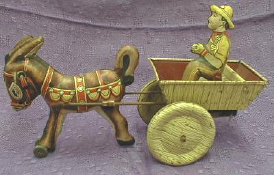 Old! Vintage MARX Bulky Mule w/ Rider Tin Litho Toy