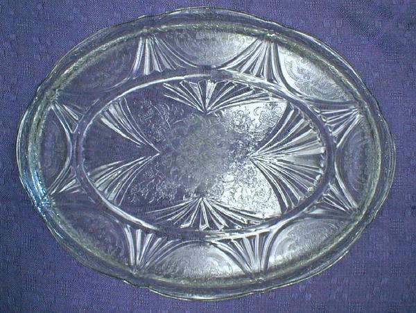 DEPRESSION GLASS Platter - Clear Oval - OLD!
