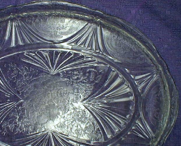 DEPRESSION GLASS Platter - Clear Oval - OLD!