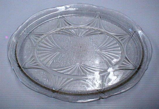 DEPRESSION GLASS Platter - Clear Oval - OLD!