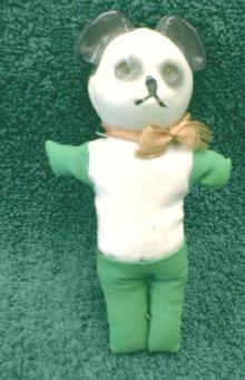 CELLULOID/ SAWDUST Teddy Panda Bear - CELLULOID Head - Antique