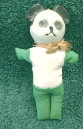 CELLULOID/ SAWDUST Teddy Panda Bear - CELLULOID Head - Antique