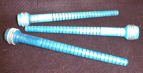 Wooden Mill Spools Bobbins (3) RARE BLUE Vintage