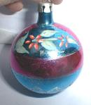 Glass Christmas Ornament w/ Poinsettia - OLD!