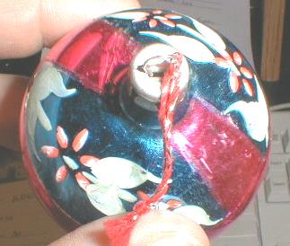 Glass Christmas Ornament w/ Poinsettia - OLD!