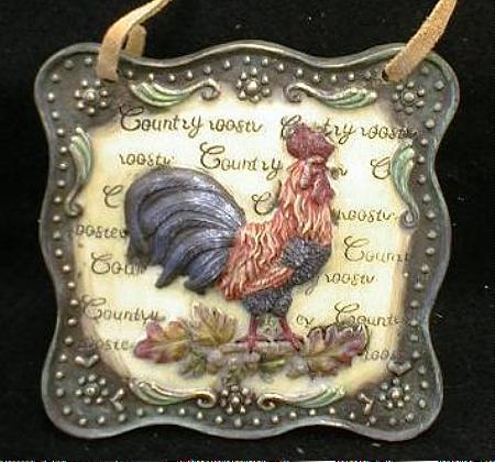 ROOSTER Wall Plaque New w/ Leather Strap